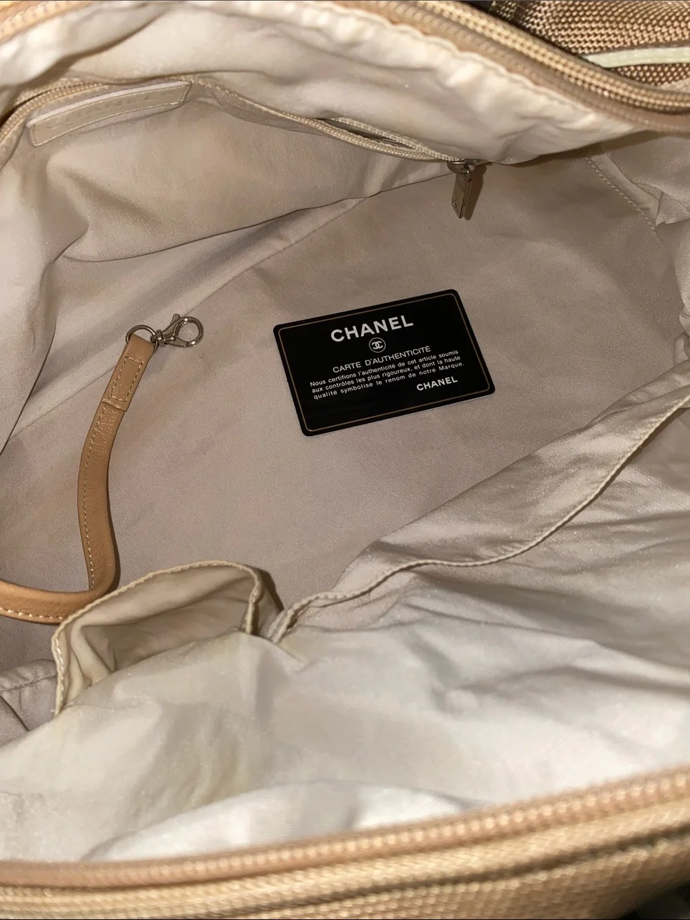 CHANEL Champagne Metallic Travel Quilted Hobo Baguette Shoulder Bag Duffle